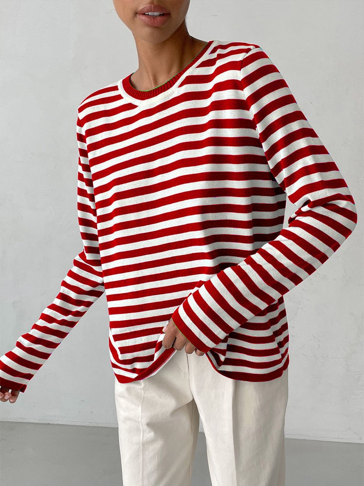 Striped Loose Sweater | Zenda