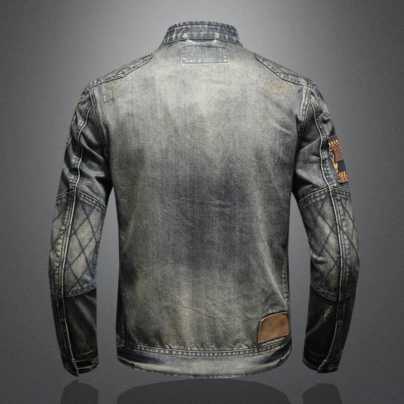 Men's Vintage Stand Denim Jacket | ZENDA