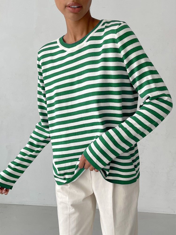 Striped Loose Sweater | Zenda