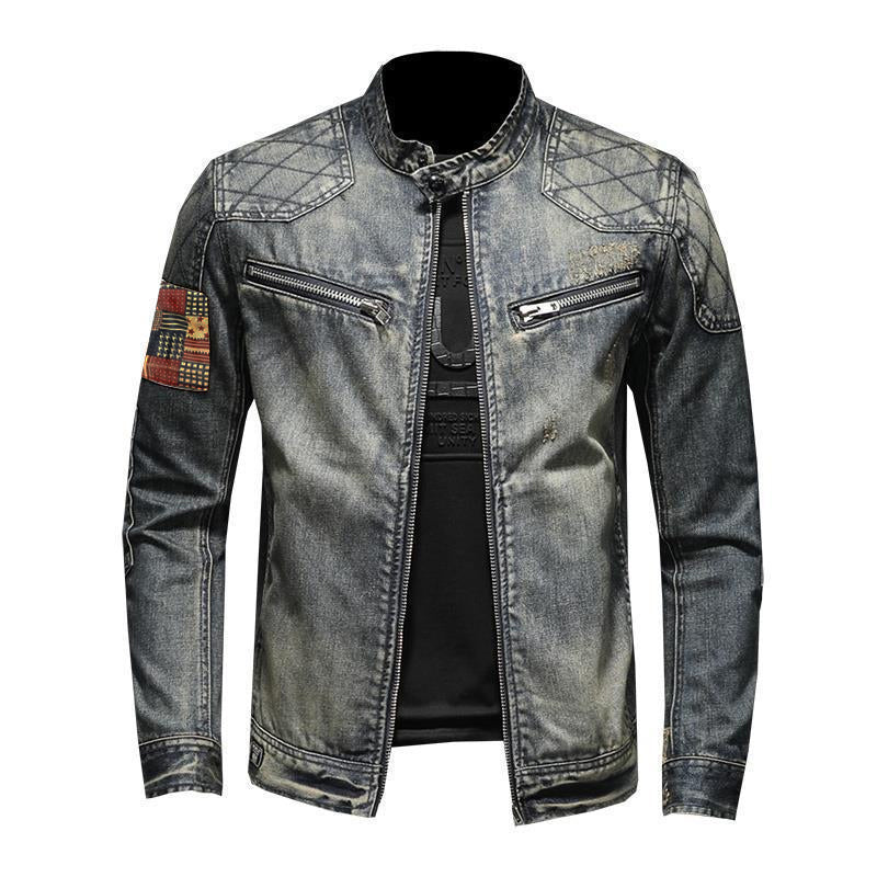Men's Vintage Stand Denim Jacket | ZENDA