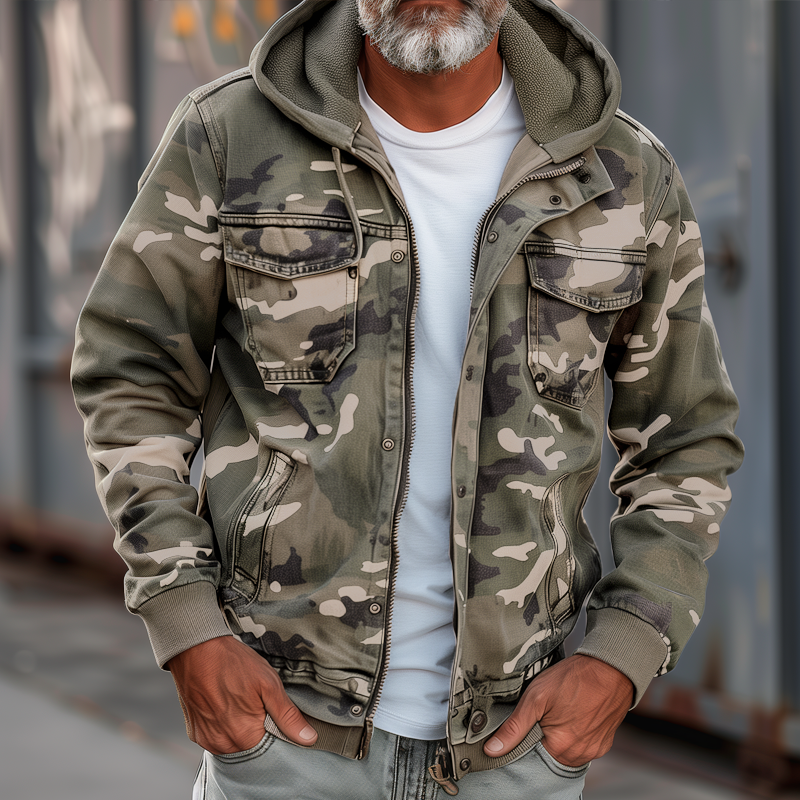 Men's Camouflage Zip Cargo Jacket | ZENDA