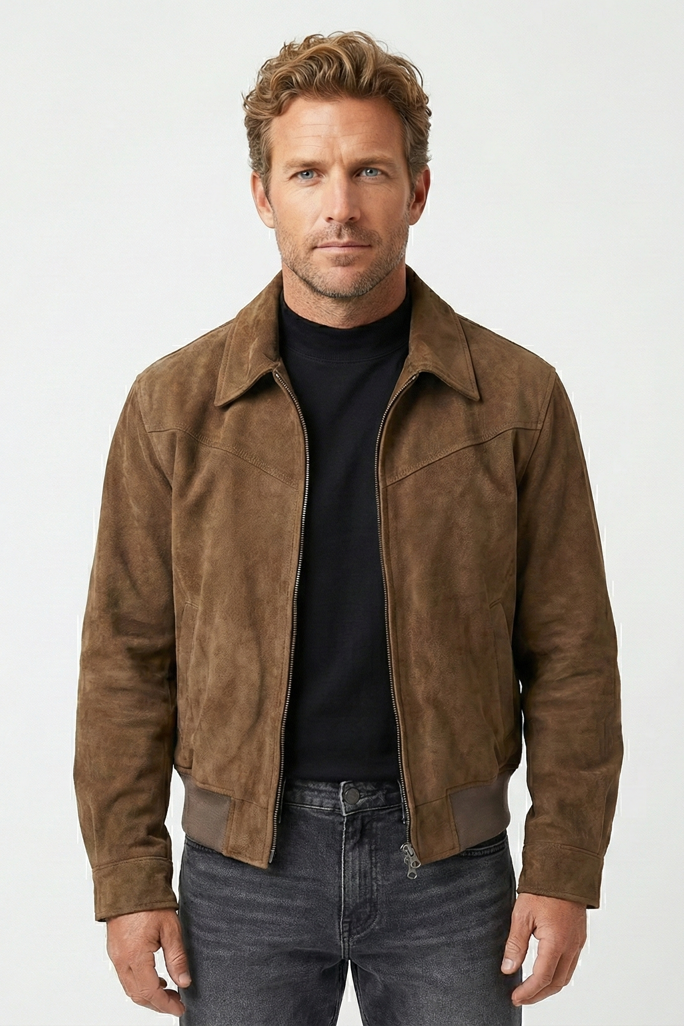 Men's zip-up suede jacket | ZENDA