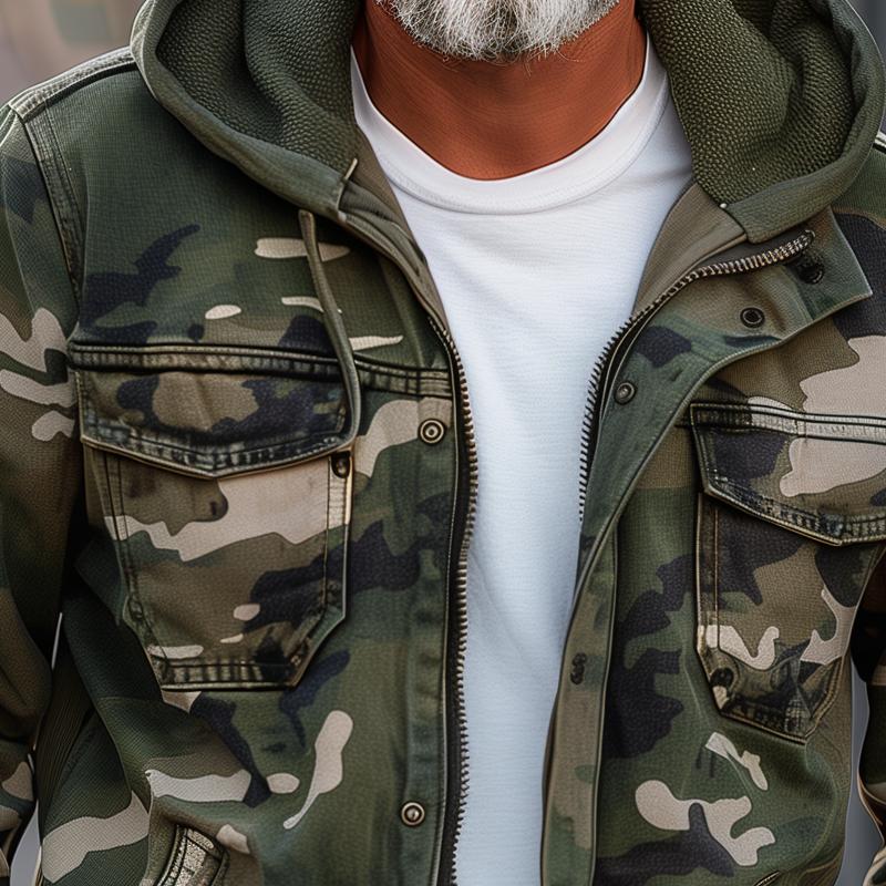 Men's Camouflage Zip Cargo Jacket | ZENDA