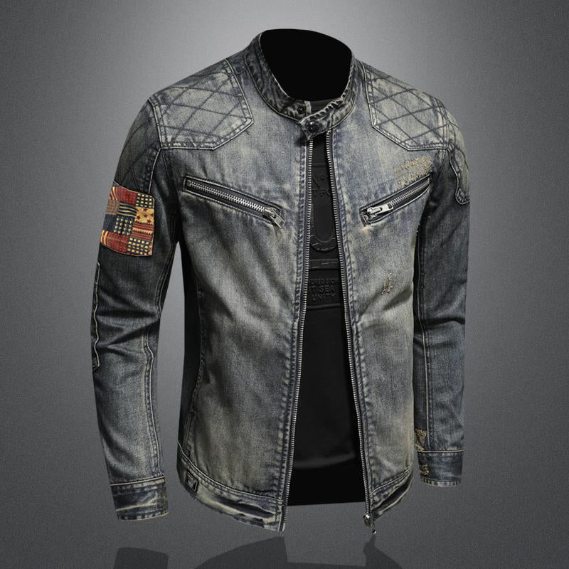 Men's Vintage Stand Denim Jacket | ZENDA